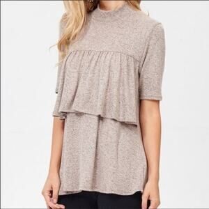 Ro&De | Pink Layered Ruffle Soft Knit Top
